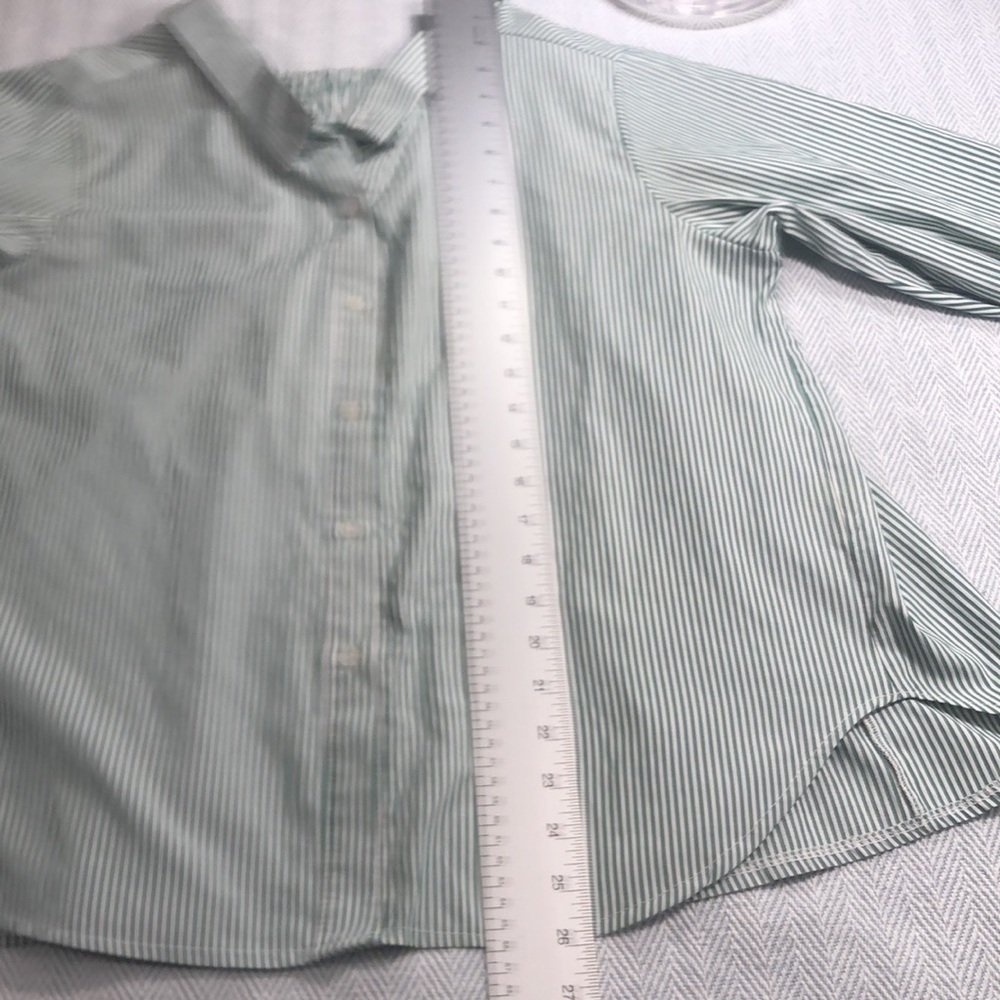 STORETS NWOT  Pit to Pit 21 1/2"  Button Down green white pinstripes tie cuffs - Picture 11 of 16